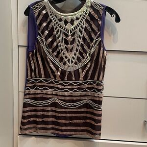 Striped Sleeveless Top with Geometric Patterns